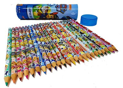 Lápis de Cor Patrulha Canina 24 Cores Estojo Metálico Tubo