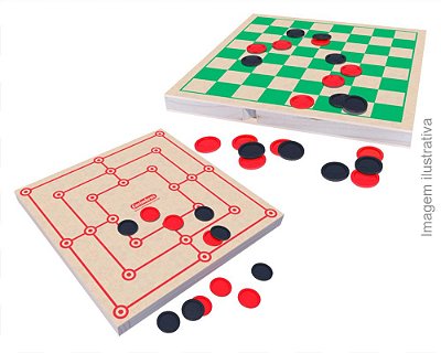 Jogo de Tabuleiro Dama e Trilha Carimbras Brinquedo Madeira