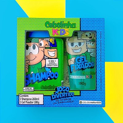 Kit Cebolinha Shampoo 3 em 1 e Gel Fixador Infantil Todos os Tipos de Cabelo + Jogo Divertido