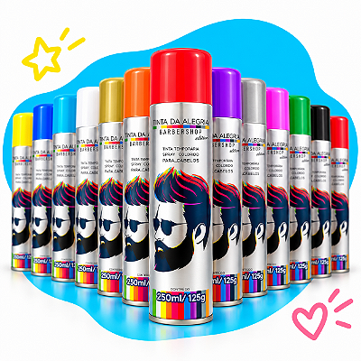 Tinta Spray Temporária Profissional para Colorir Cabelo Diversas Cores 250ml