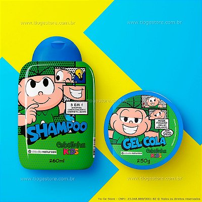 Kit Cebolinha Infantil Todos os Tipos de Cabelo Shampoo 3 em 1 + Gel Cola