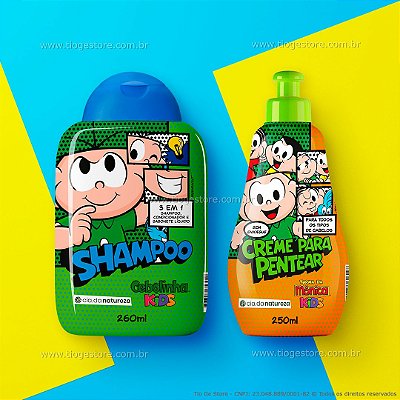 Kit Cebolinha Infantil Todos os Tipos de Cabelo Shampoo 3 em 1 + Creme para Pentear