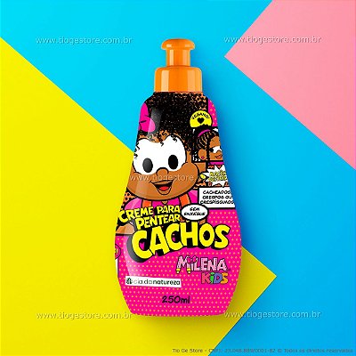 Creme para Pentear Cachos Infantil Milena Cabelos Ondulados, Cacheados e Crespos 250ml