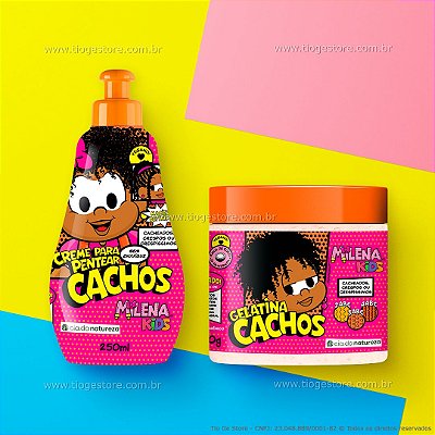 Kit Milena Infantil Cabelos Ondulados, Cacheados e Crespos Creme para Pentear + Gelatina para Cachos Incolor