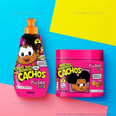 Kit Milena Infantil Cabelos Ondulados, Cacheados e Crespos Creme para Pentear + Máscara de Hidratação