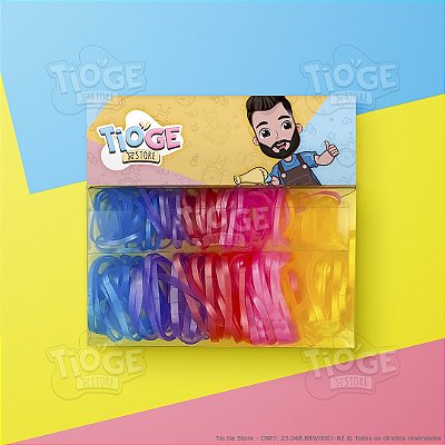 Elásticos para Cabelo (Borrachinha/Liguinha) de Silicone Resistente Pequeno e Grande Colorido Metálico 140 unid