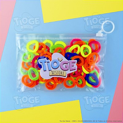 Elásticos para Cabelo Pequeno (Xuxinha/Rabicó) Tipo Meia Colorido Vibrante 40 unid + Bolsa Transparente