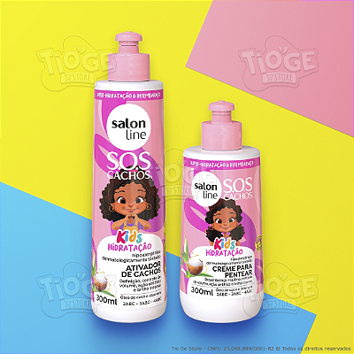 Kit 2 SOS Cachos Kids Cabelos Ondulados, Cacheados e Crespos Infantil Ativador Cachos + Creme Pentear