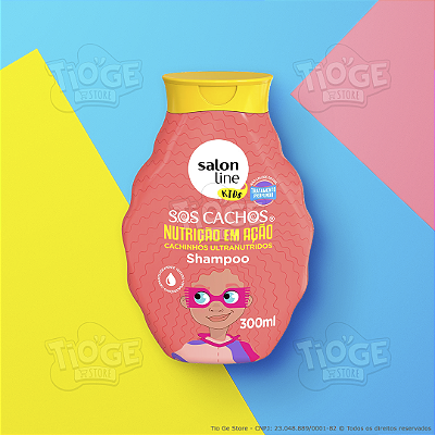 Shampoo Infantil SOS Cachos Nutrição em Ação Cabelos Ondulados, Cacheados e Crespos 300ml