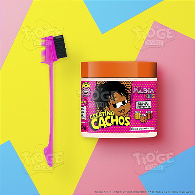 Kit Penteado Baby Hair 1 Pente Escova Baby Hair 3 em 1 Rosa + 1 Gelatina Incolor Infantil Milena 500g