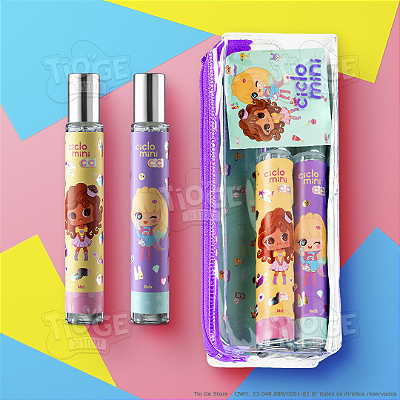 Estojo Perfume Infantil Ciclo Mini Deo Colônia Cici Bela 30ml + Cici Mel 30ml + Cartela de Figurinhas