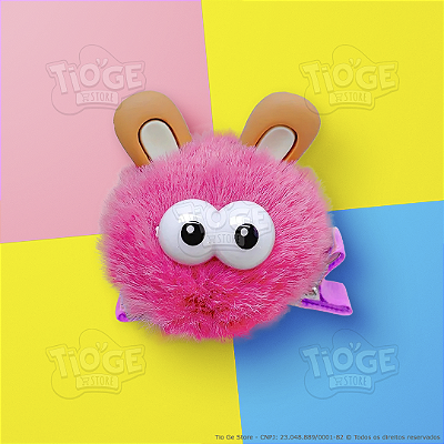 Monstrinho Bolinha de Pelúcia Pequeno Presilha Cabelo Maluco Bichinho Olhos Grandes Fofo Engraçado Pink