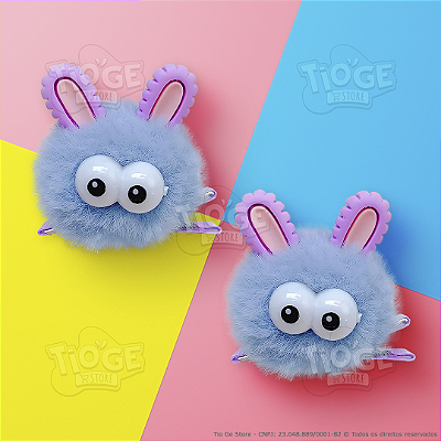 Kit 2 Monstrinhos Bolinha de Pelúcia Pequeno Presilha Cabelo Maluco Bichinho Olhos Grandes Fofo Engraçado Azul