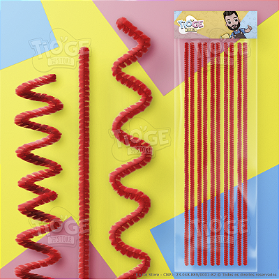 Hastes Flexíveis de Pelúcia Cabelo Maluco Artesanato Limpador Chenille Cor Vermelho 10 unid