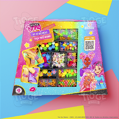 Kit de Miçangas Infantil [MK25 Modelo 2] Faça Você Mesmo Bijuterias Pulseiras Colares Acessórios Divertidos Makebrinq