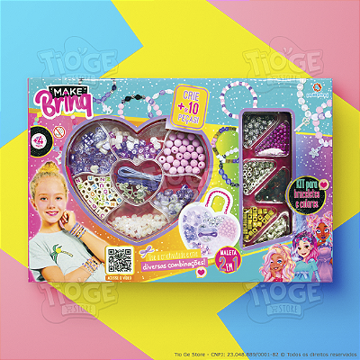 Kit de Miçangas Infantil Porta-joias Coração Faça Você Mesmo Bijuterias Pulseiras Colares Acessórios Makebrinq