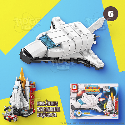 Blocos de Montar e Desmontar Missão Espacial (Nº 6) Nave Espacial Colecionar Estação Especial Block Brinq 58 Peças