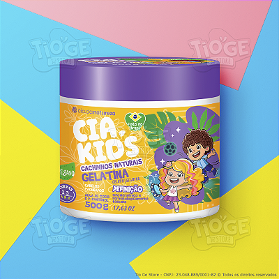 Gelatina Capilar Incolor Infantil Cachinhos Naturais Cia Kids Vegano Efeito Definição Cabelos Ondulados e Cacheados 500g
