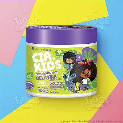 Gelatina Capilar Incolor Infantil Crespinhos Raíz Cia Kids Vegano Efeito Volumão Cabelos Cacheados e Crespos 500g