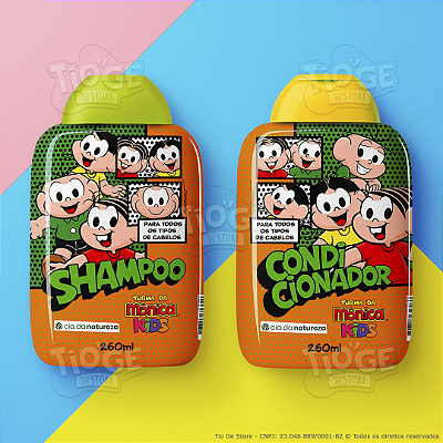 Kit Turma da Mônica Infantil Todos os Tipos de Cabelos Shampoo + Condicionador