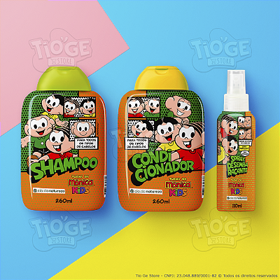 Kit Turma da Mônica Infantil Todos os Tipos de Cabelos Shampoo + Condicionador + Spray Desembaraçante