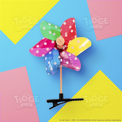 Catavento Colorido Cabelo Maluco Presilha Bico de Pato Gira de Verdade Menino Menina Acessório Infantil 1 unid Sortida