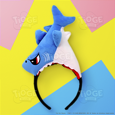 Arco Tiara Cabelo Maluco Tubarão de Pelúcia Engolindo Cabeça Menino Menina Fantasia Halloween Engraçado 1 unid
