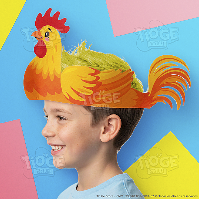 Cabelo Maluco Infantil Galinho Amarelo de EVA Fantasia Festa Escola Criativa Engraçada 1 unid