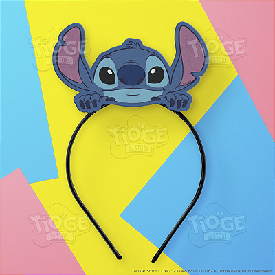 Arco Tiara Infantil Stitch em EVA Cabelo Maluco Festa Fantasia Aniversário Unissex Confortável Azul 1 Unid