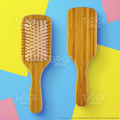 Escova de Cabelo de Bambu Antiestática Zero Frizz Desembaraçante Almofada Cerdas Arredondadas Sustentável Grande