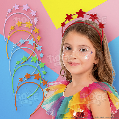 Arco Tiara Infantil de Carnaval Estrelas Resistente Confortável Festa Fantasia Diversas Cores 1 unid
