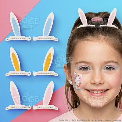 Presilha Infantil Orelhinha de Coelho Páscoa Fantasia Cabelo Maluco Fofo Engraçado 1 par