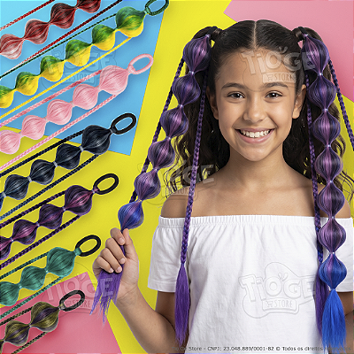 Aplique Bubble Tranças Braids Mecha Cabelo Sintético Infantil Colorido Carnaval Fantasia Maluco 1 Unid
