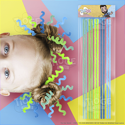 Hastes Flexíveis de Pelúcia Cabelo Maluco Artesanato Limpador Chenille Tons Verde e Azul 10 unid