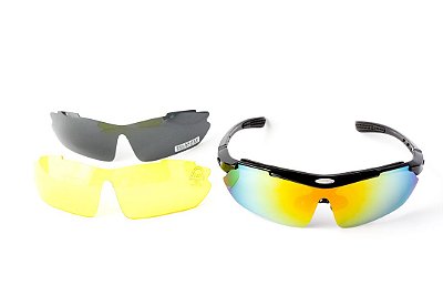 Óculos Polarizado Ciclismo Esportivo Corrida Kit C/ 3 Lentes