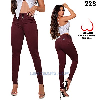 Calça bordô cós duplo com lycra