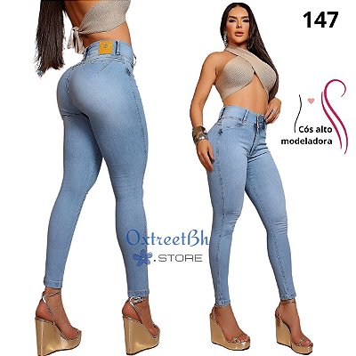 Calça Jeans delavé sem bolso