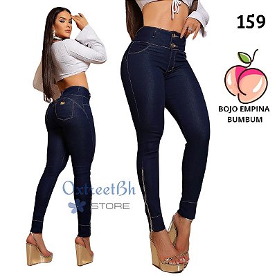 Calça jeans dark blue ziper perna