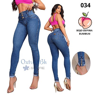 Calça Azul claro cós duplo com lycra