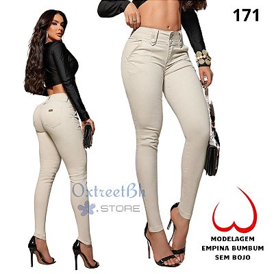 Calça bege bolso faca estilo social