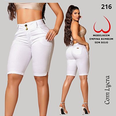 Bermuda branca estilo ciclista com lycra