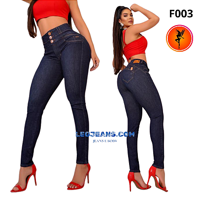 Calça skinny Marinho com lycra e cós super alto