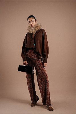 CALÇA VELUDO DEVORÊ PEPLUM