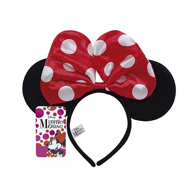 Tiara Minnie Laço Gigante Vermelho com Poás