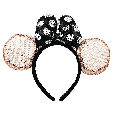Tiara Minnie Glam Rosê & Preto Brilhante