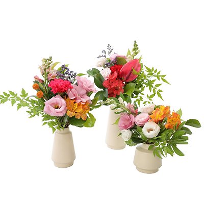 Trio de Vasinhos Branco Escolha da Florista