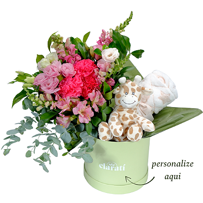 Kit Maternidade Girafa e Mantinha (Buquê Rosa ou Branco)