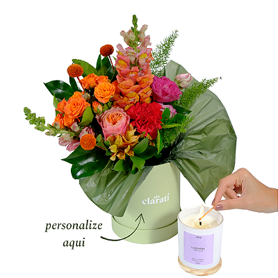 Kit Buquê P + Vela Aromática