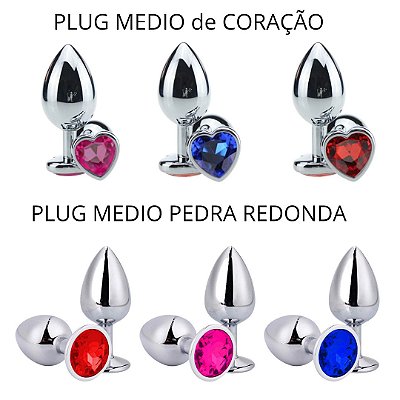PLUG ANAL DE METAL COM PEDRA MÉDIO