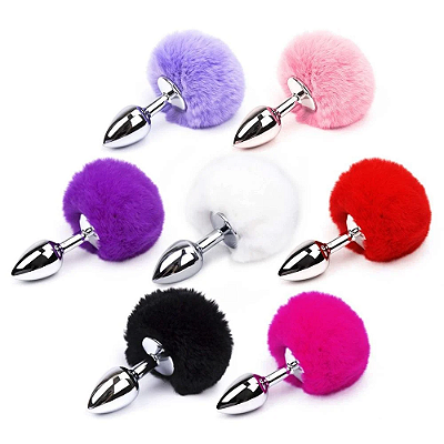 PLUG ANAL MEDIO EM METAL POMPOM